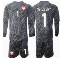 Polska Wojciech Szczesny #1 Bramkarskie Koszulka Wyjazdowa dzieci ME 2024 Długi Rękaw (+ krótkie spodenki)